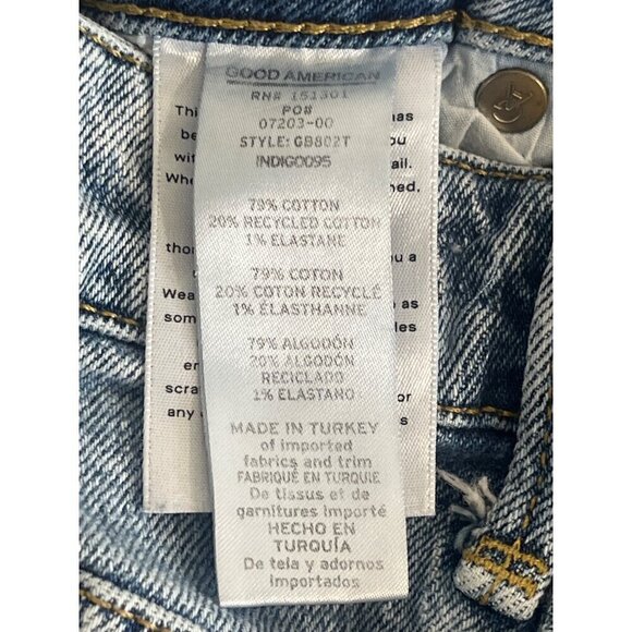 GOOD AMERICAN Good 90's Yoke Contrast Short in Indigo 095 2/26 Denim Jeans - Picture 8 of 16